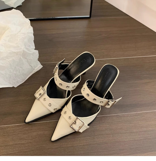 Damen elegante Slingback Pumps mit modischem Schnallen-Design EB