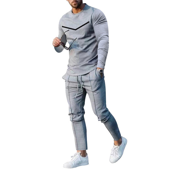 Herren Sportliches Freizeit-Set mit atmungsaktivem Langarmshirt und bequemen Jogginghosen EB