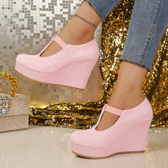 Damen Wedge-Pantoletten mit modischem T-Design EB