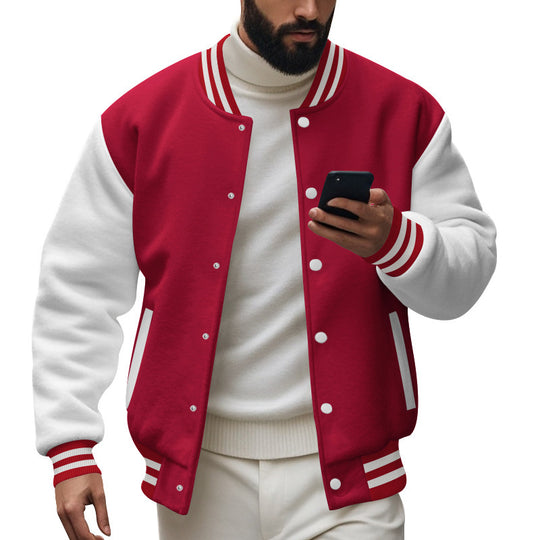 Herren Varsity-Jacke mit kontrastierenden Ärmeln und gestreiften Bündchen EB