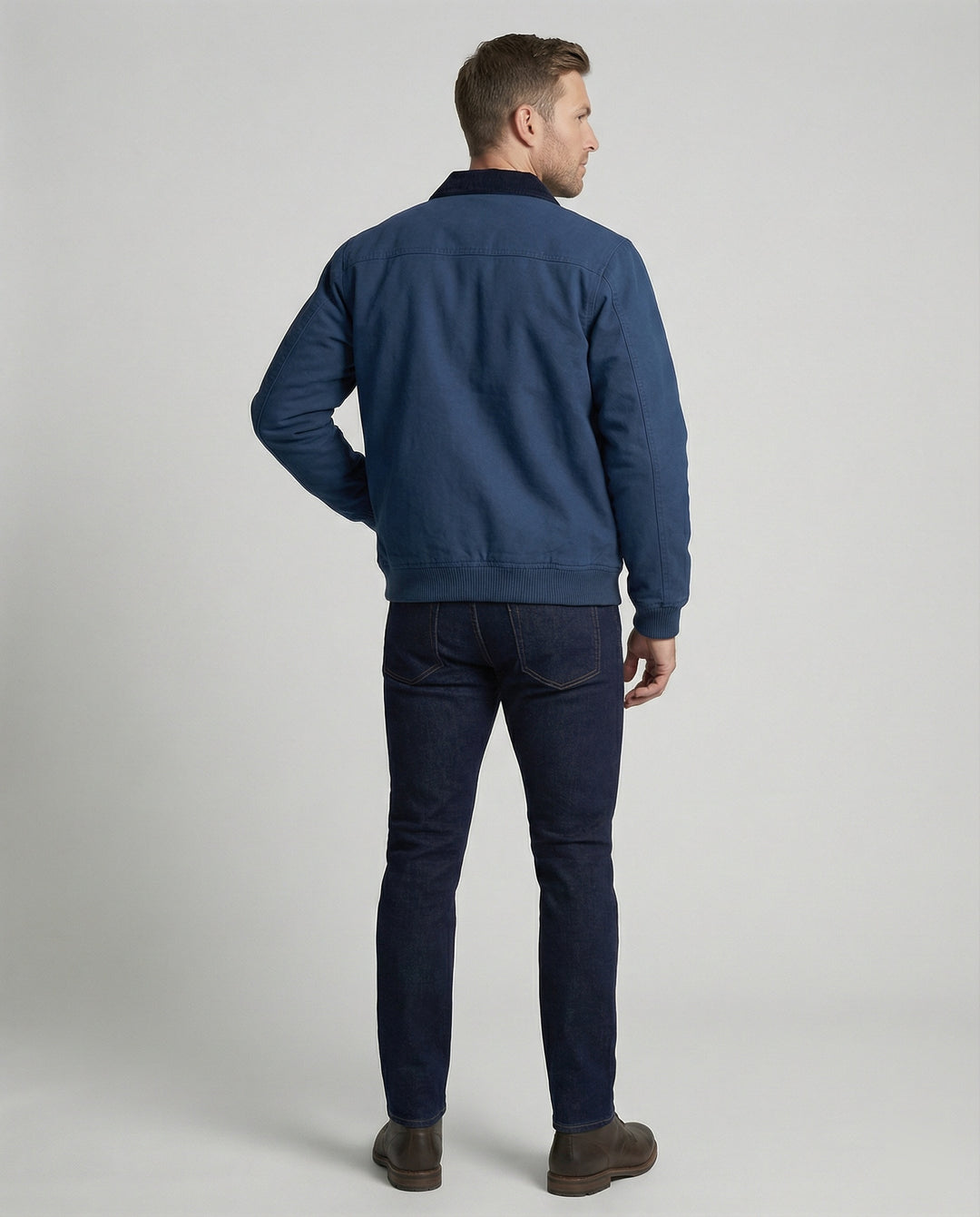 Herren robuste Worker-Jacke im Chore-Stil mit Cordkragen und aufgesetzten Pattentaschen EB