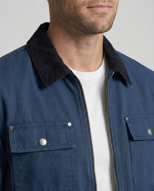 Herren robuste Worker-Jacke im Chore-Stil mit Cordkragen und aufgesetzten Pattentaschen EB