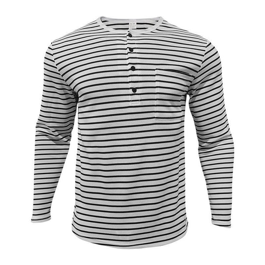 Herren Langarmshirt mit gestreiftem Design und Knopfleiste EB