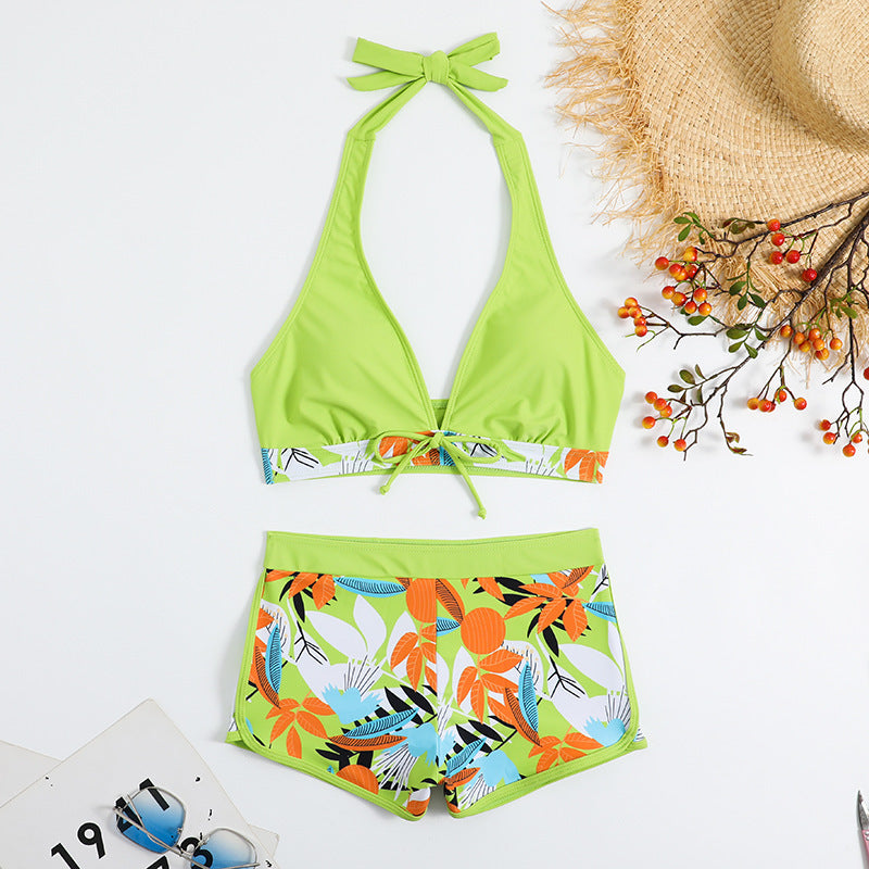 Damen Bikini-Set mit floralem Muster und herausnehmbarem Push-Up-BH EB