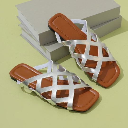 Damen Riemchen-Sandalen mit elegantem Flecht-Design EB