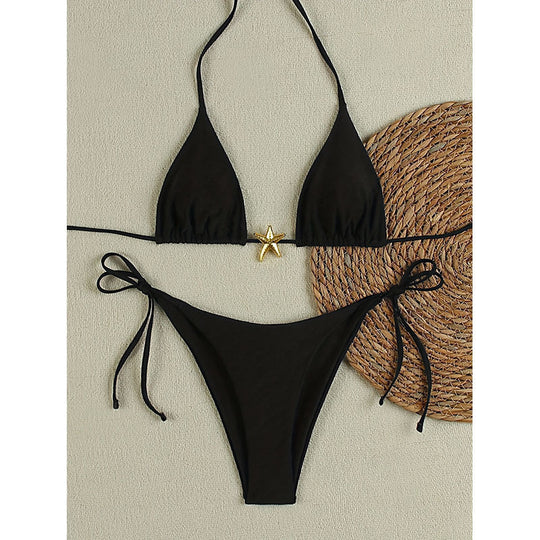 Damen Triangel-Bikini mit Sternen-Applikation EB