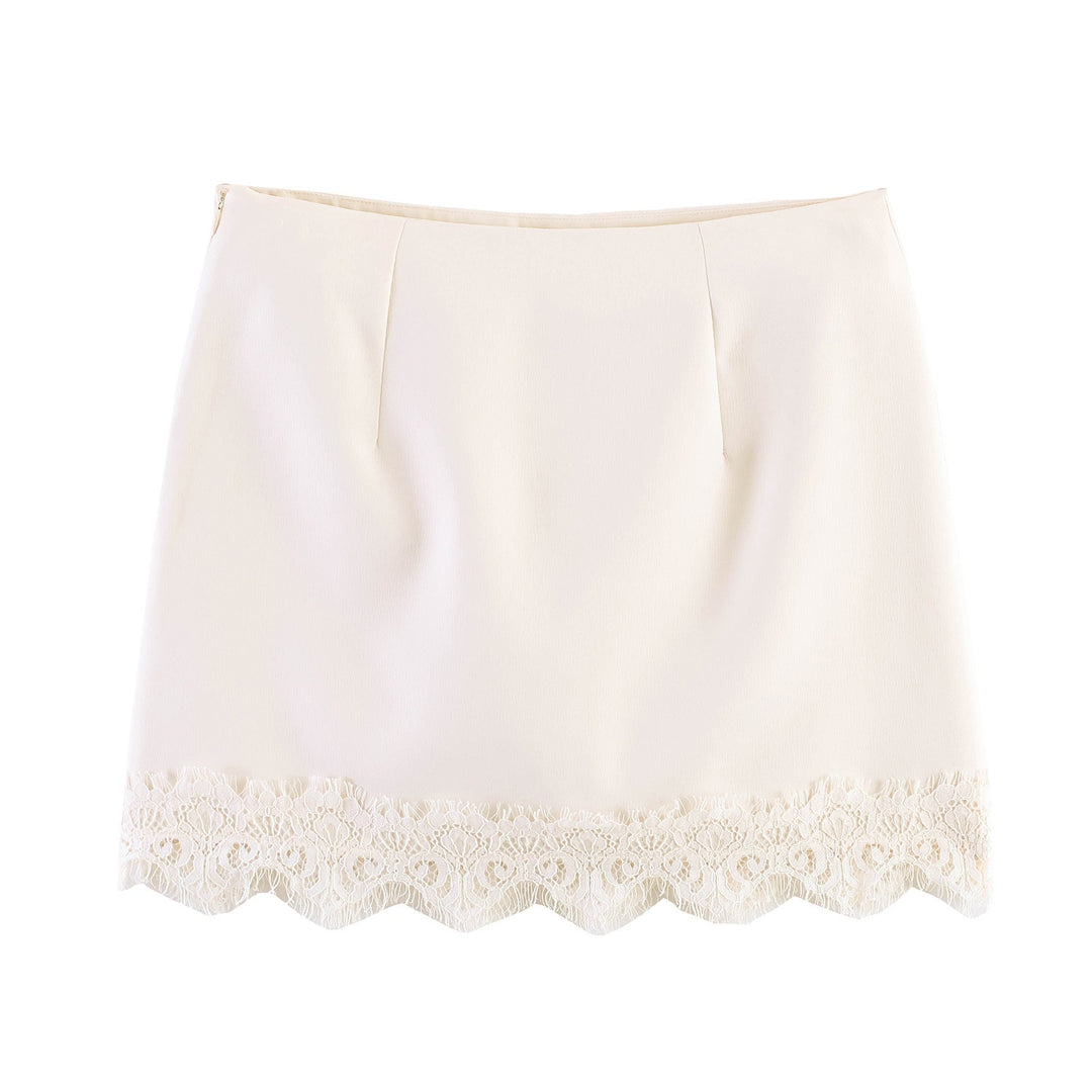 Damen Feiner Rock mit eleganter Spitzenverzierung EB
