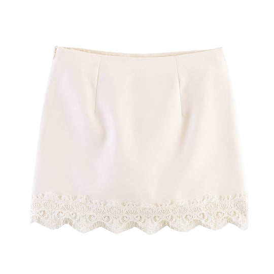 Damen Feiner Rock mit eleganter Spitzenverzierung EB