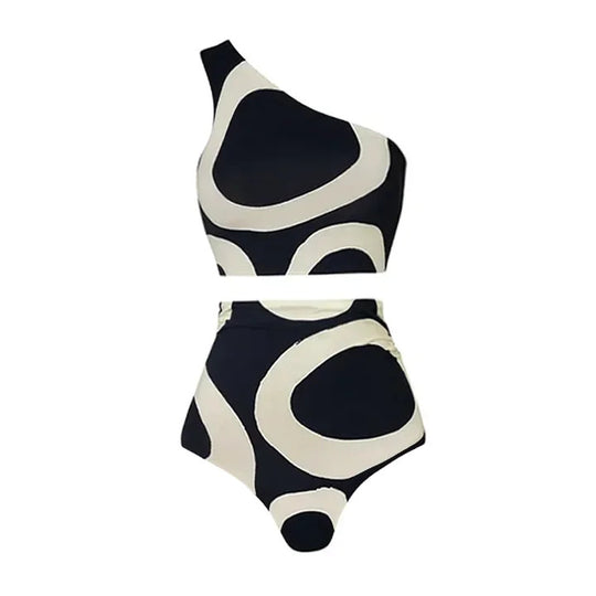Damen Bikiniset mit asymmetrischem Oberteil und elegantem Wickelrock EB