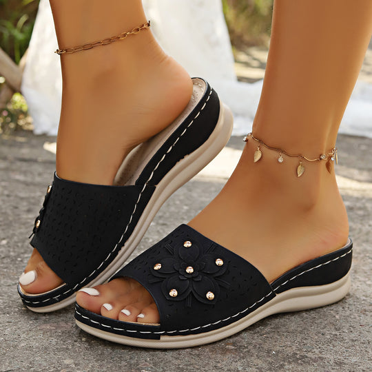 Damen Komfortable und elegante Mules mit floralem Design EB