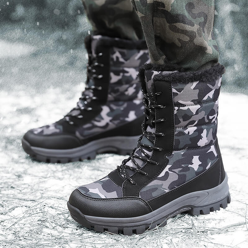 Damen Camouflage Winterstiefel mit isoliertem Futter und rutschfester Sohle EB