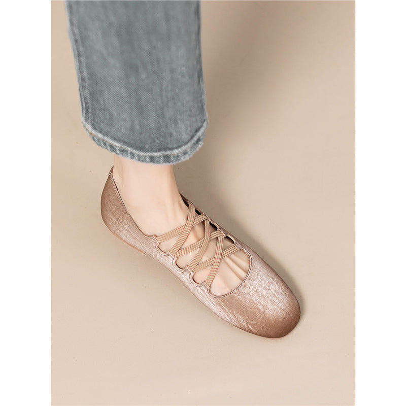 Damen flache Ballerinas mit elegantem Riemendesign EB