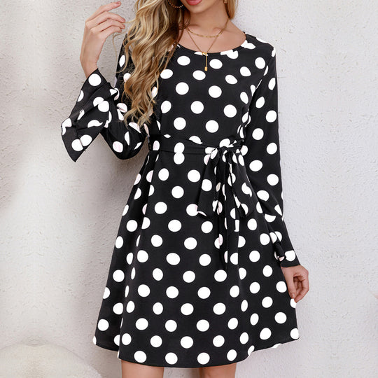 Damen Legeres Polka-Dot Kleid EB