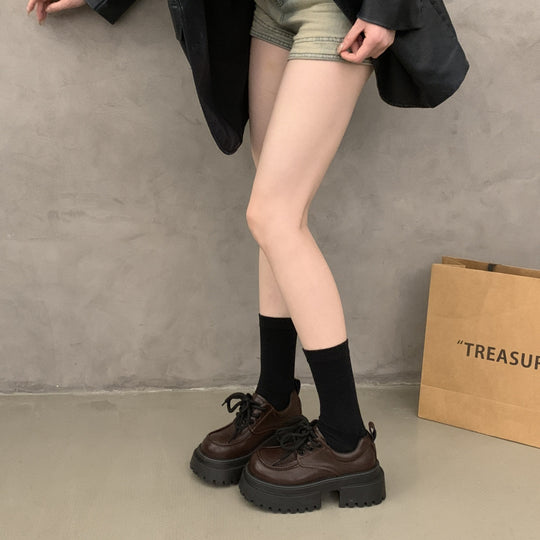 Damen Modische Chunky Sneakers mit rutschfester Sohle und breiten Schnürsenkeln EB