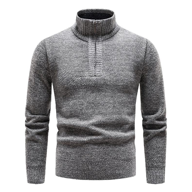 Herren Pullover mit halbem Reißverschluss und strukturiertem Design EB