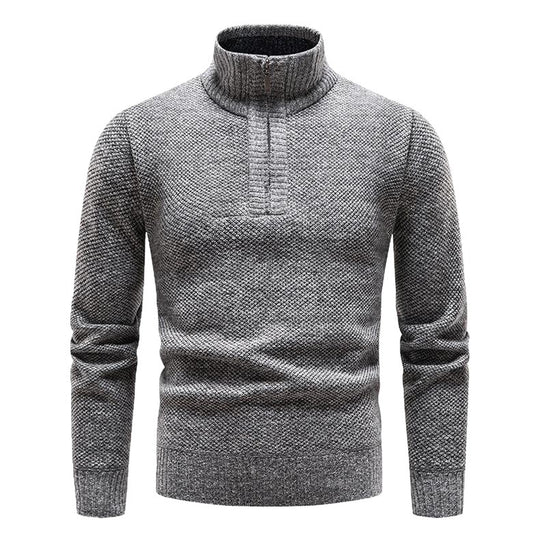 Herren Pullover mit halbem Reißverschluss und strukturiertem Design EB