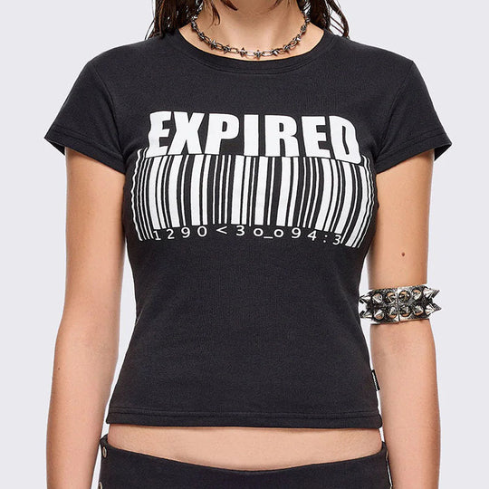 Damen Grafik-T-Shirt mit trendigem Barcode-Print EB