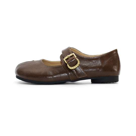 Damen Ballerinas mit elegantem Schnallenverschluss und modischem Glanz EB