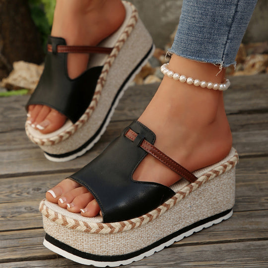 Damen Wedge-Pantoletten mit stylischem Riemendesign und komfortablem Fußbett EB
