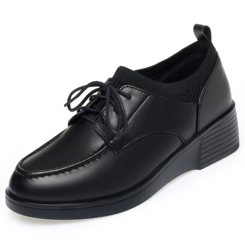 Damen Komfortable Schnürschuhe mit elegantem Blockabsatz und atmungsaktiver Oberflächenstruktur EB