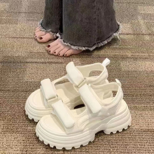 Damen Sportliche Sandalen mit verstellbaren Klettverschlüssen EB