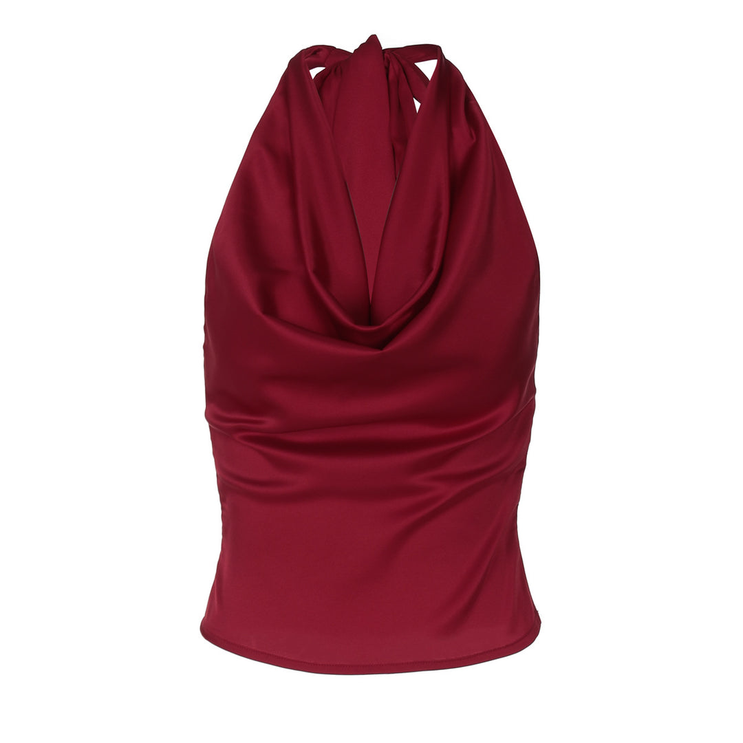 Damen Elegantes O-Back Top mit bindender Kapuze EB