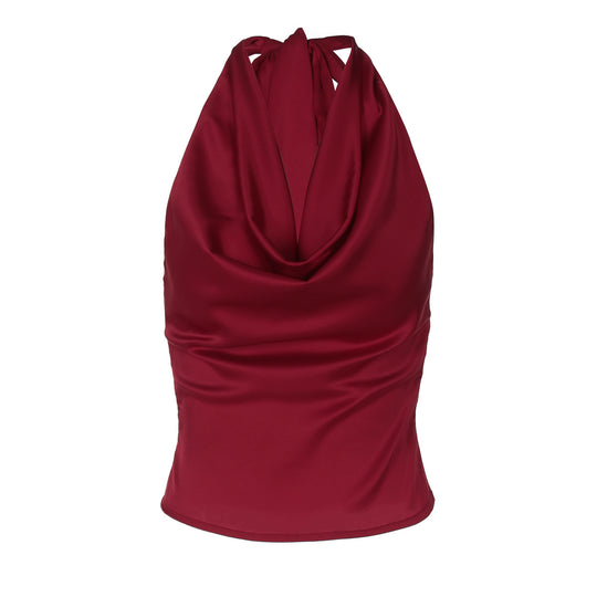 Damen Elegantes O-Back Top mit bindender Kapuze EB