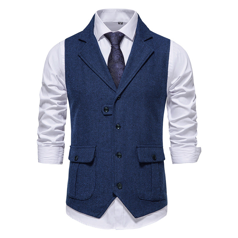 Herren Anzugweste aus hochwertigem Herringbone-Stoff EB