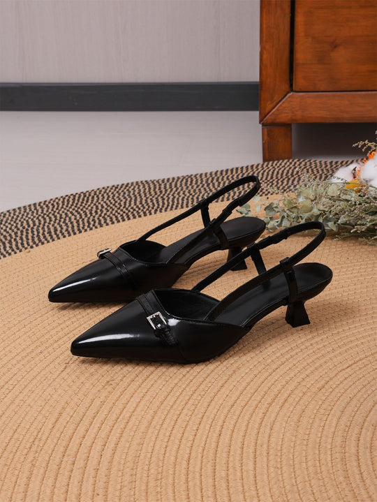 Damen Slingback High-Heel Sandalen mit elegantem Spitzendesign EB