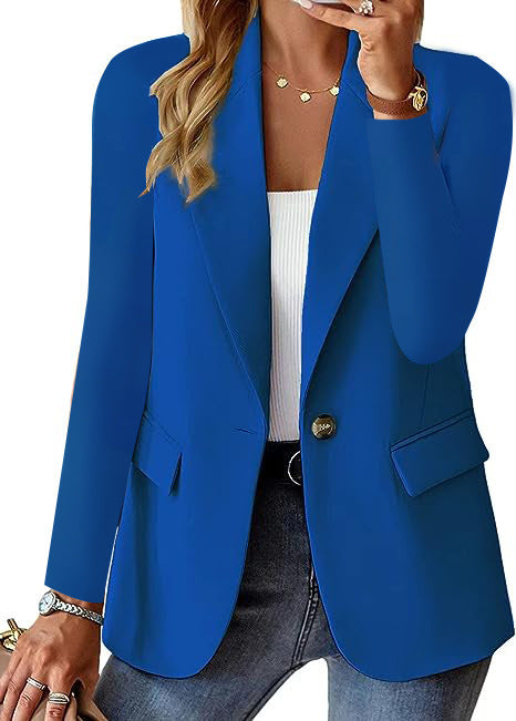 Damen Eleganter Casual Blazer mit modernen Taschen und dezentem Knopf EB