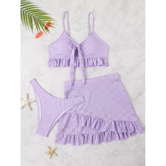 Damen Bikini-Set mit Oberteil und rüschigem Rock EB