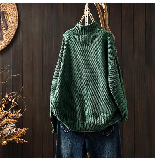 Damen Oversized Strickpullover mit hohem Kragen EB
