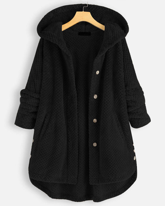 EB | Abgerundeter Saum Kapuzen Sweatshirtjacke
