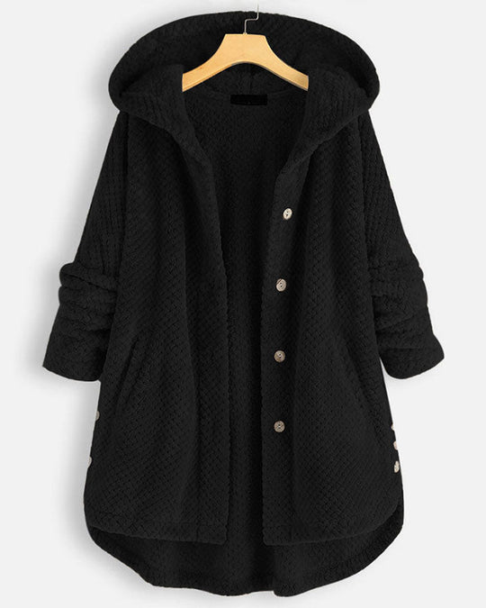 EB | Abgerundeter Saum Kapuzen Sweatshirtjacke