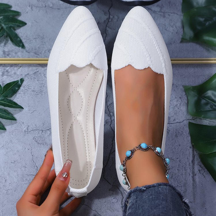 Damen elegante Ballerinas mit dekorativen Wellen-Details EB