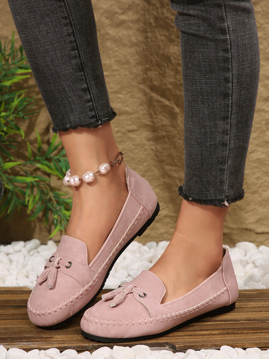 Damen  klassische Mokassin-Slipper mit Quasten und weichem Komfortfußbett EB