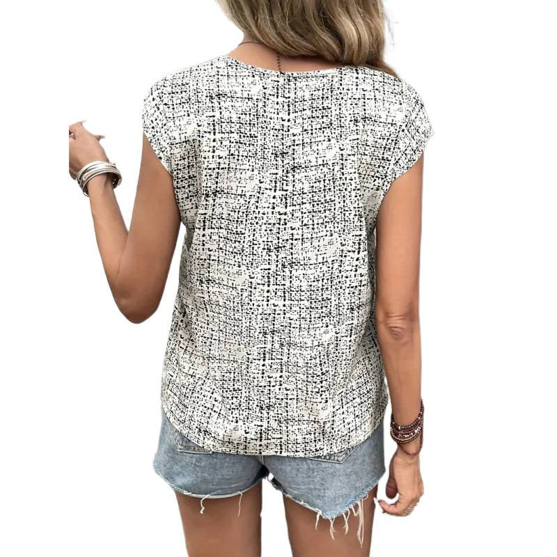 Damen Baumwolloberteil mit strukturiertem Muster und lässigem Schnitt EB