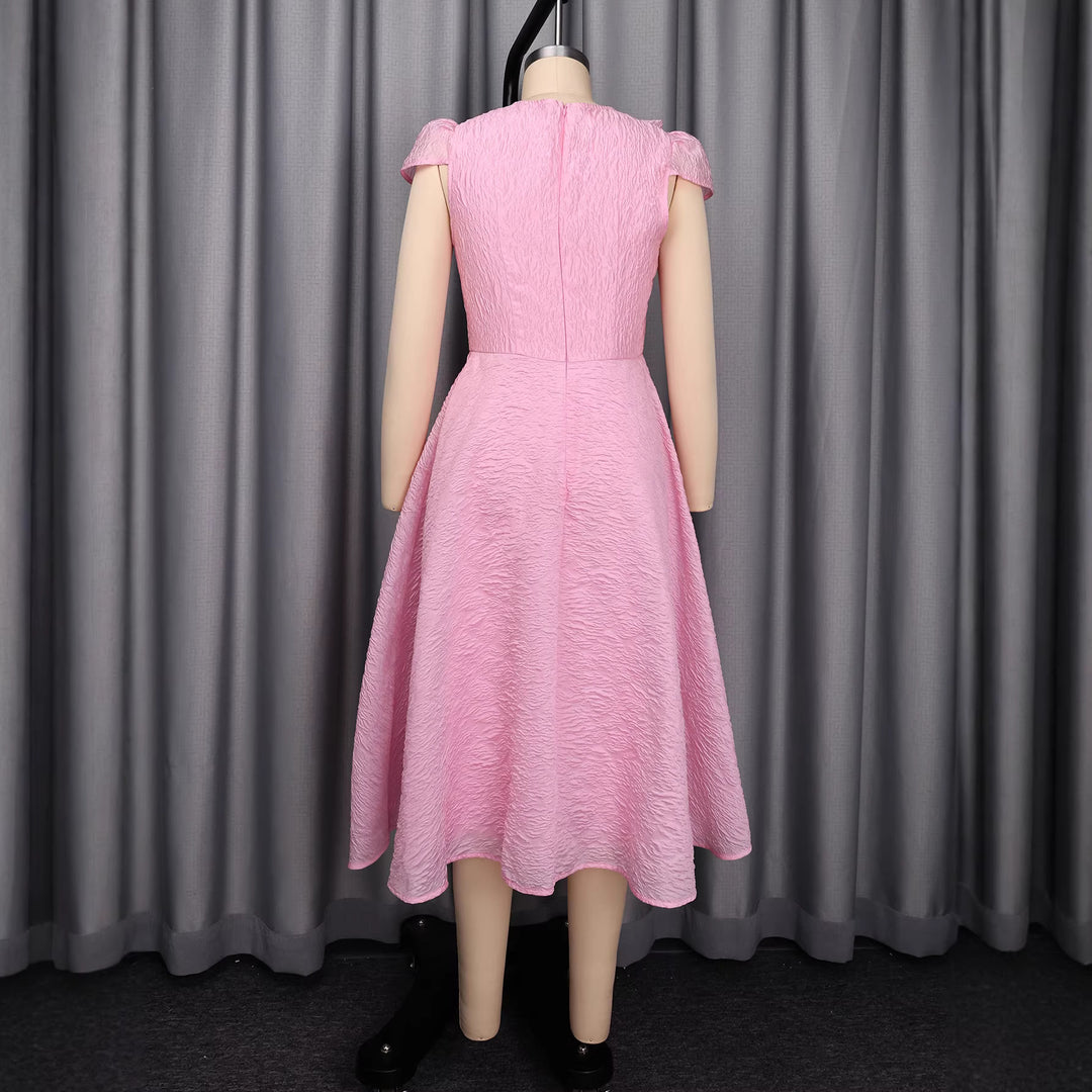 Damen Elegantes A-Linien Kleid mit floralem Design und voluminösem Oberteil EB