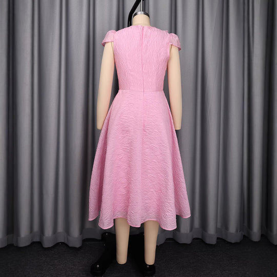 Damen Elegantes A-Linien Kleid mit floralem Design und voluminösem Oberteil EB
