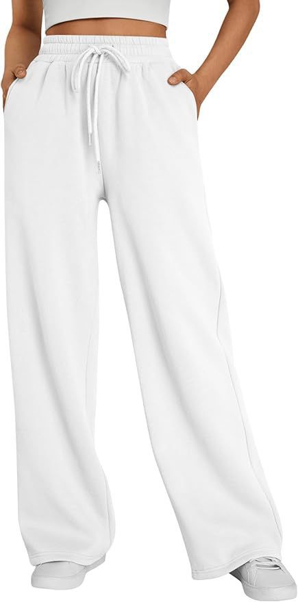 Damen nan weite Loungehose mit hohem Elastikbund, verstellbarem Kordelzug und fließender Palazzosilhouette EB