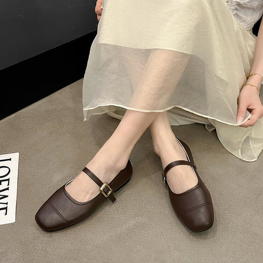 Damen elegante Mary Jane Ballerinas mit verstellbarem Riemen EB