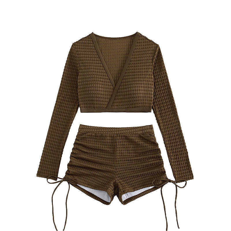 Damen Sportliches Bikini-Set mit langen Ärmeln EB