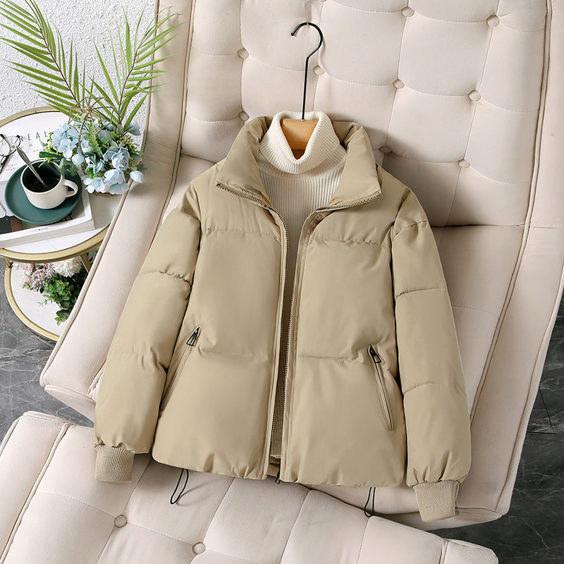 Damen Modische und isolierte Pufferjacke mit festem Kragen und tiefen Taschen EB