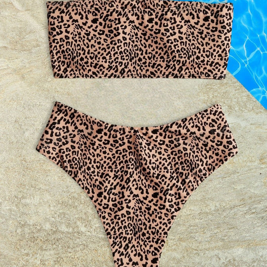 Damen Bandeau-Bikini-Set mit elegantem Leopardenmuster EB