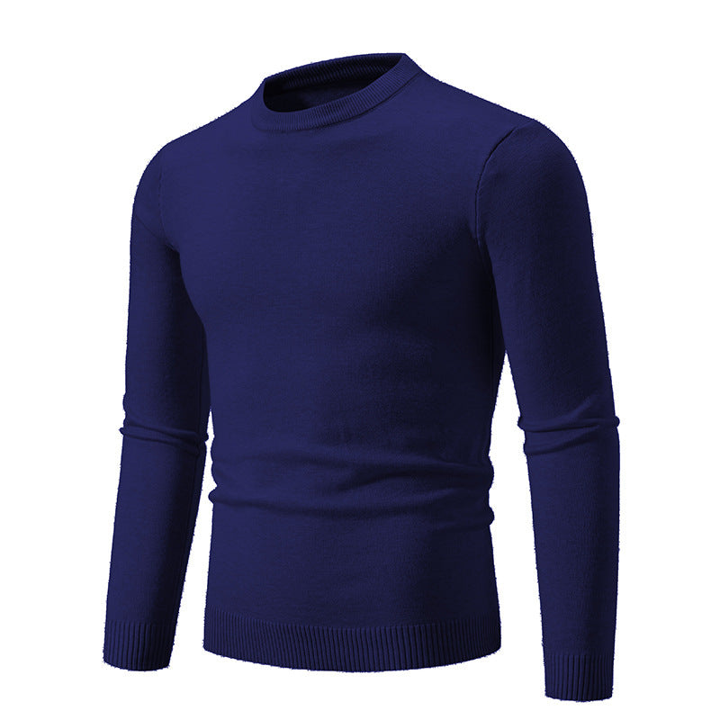 Herren Feiner Strickpullover mit Rundhalsausschnitt und Rippdetails EB