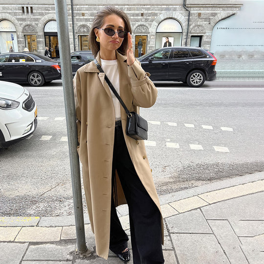 Damen Eleganter Trenchcoat mit hochwertiger Verarbeitung und lockerem Schnitt EB