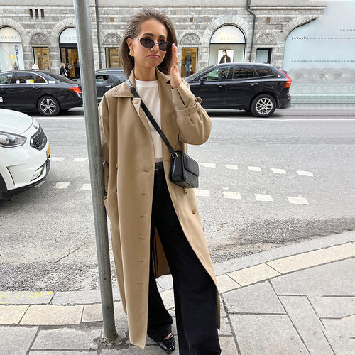Damen Eleganter Trenchcoat mit hochwertiger Verarbeitung und lockerem Schnitt EB