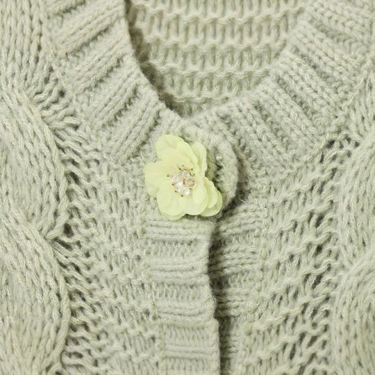 Damen Strickjacke mit floralem Knopfdetail EB