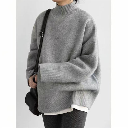 Damen Hochwertiger Rollkragenpullover mit oversized Schnitt und eleganten Ärmelabschlüssen EB