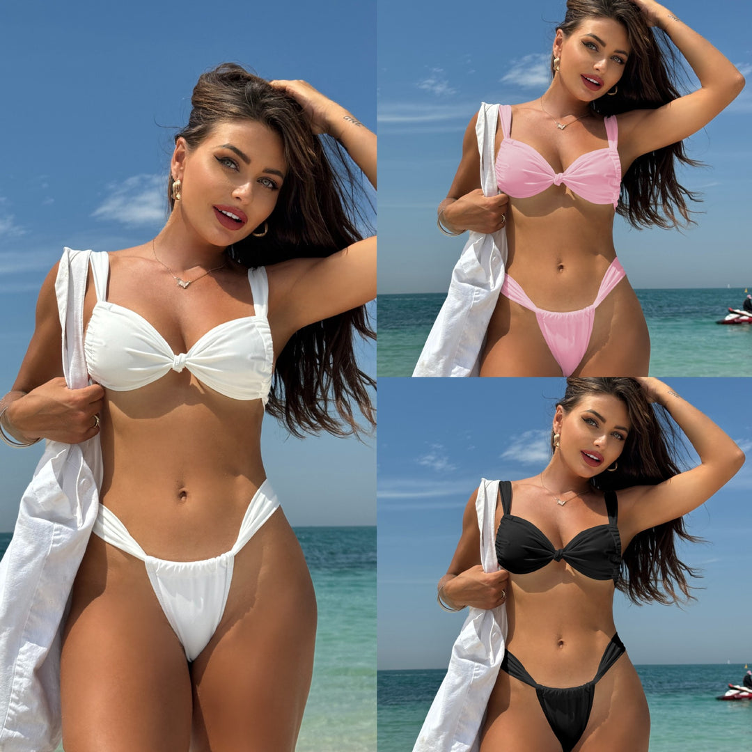 Damen Bikini-Set mit romantischem Knotendetail EB